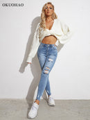 Light Blue Sexy Skinny Women Jeans Stretch Butt Lift Ripped Hole Denim Pants Lady Clothes Girls Tight Trousers Y2K Streetwear